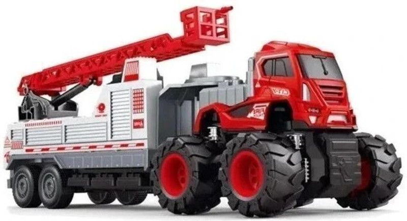 SHIPEASE Friction Power Fire Rescue Crane truck Die cast alloy Fire Ladder Toys for Kids(Multicolor)