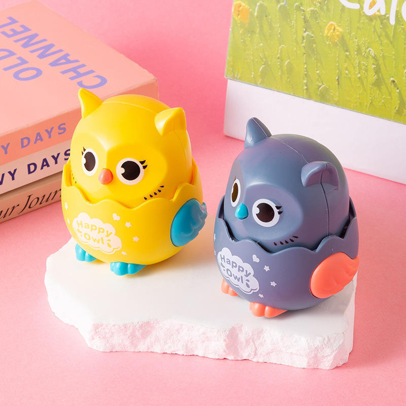 Maadi Kids Press And Go Owl Car Toys For Boys And Girls Crawling Toys For Moving Dino(Yellow, gray, Pack of: 1)