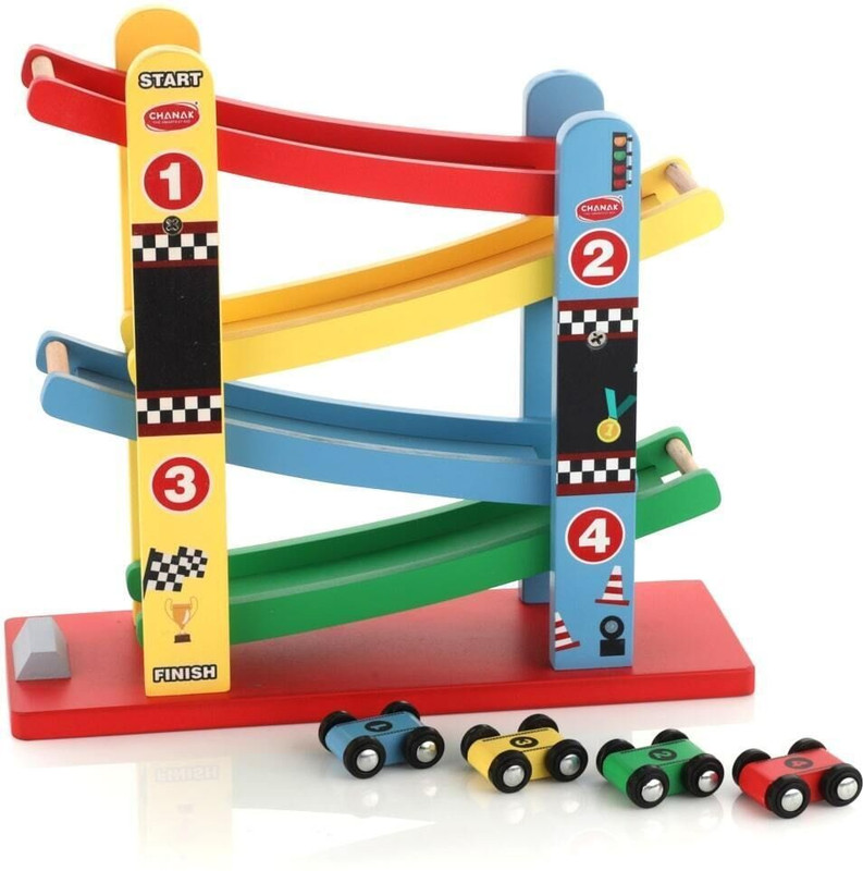 Aditi Toys Wooden Ramp Racer with 4 Mini Cars � Educational for Ages 3+(Multicolor, Pack of: 1)