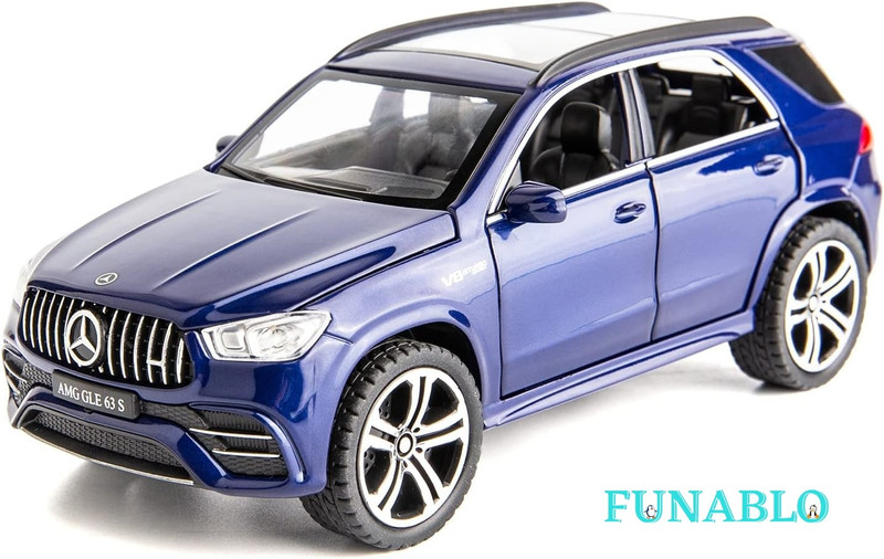 FUNABLO Diecast Car Model Benz AMG GLE 63S 1/32 Pull Back Zinc Alloy Toy Vehicle(Blue)