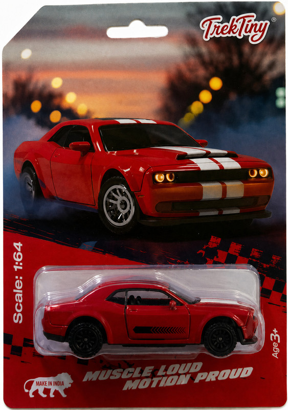 TrekTiny Mini Muscle Sports Car Diecast Metal Toy 1:64 Scale Kids Play Model Car(Red, Pack of: 1)
