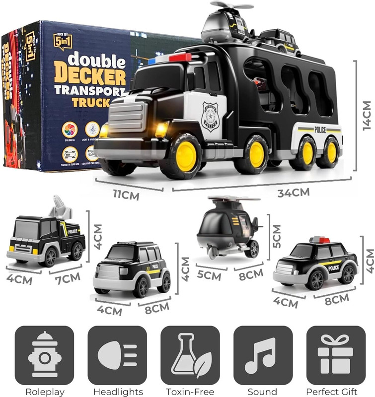 KIDOPOP 5-in-1 Friction-Powered Fire Truck Toy Set(Black, Pack of: 1)