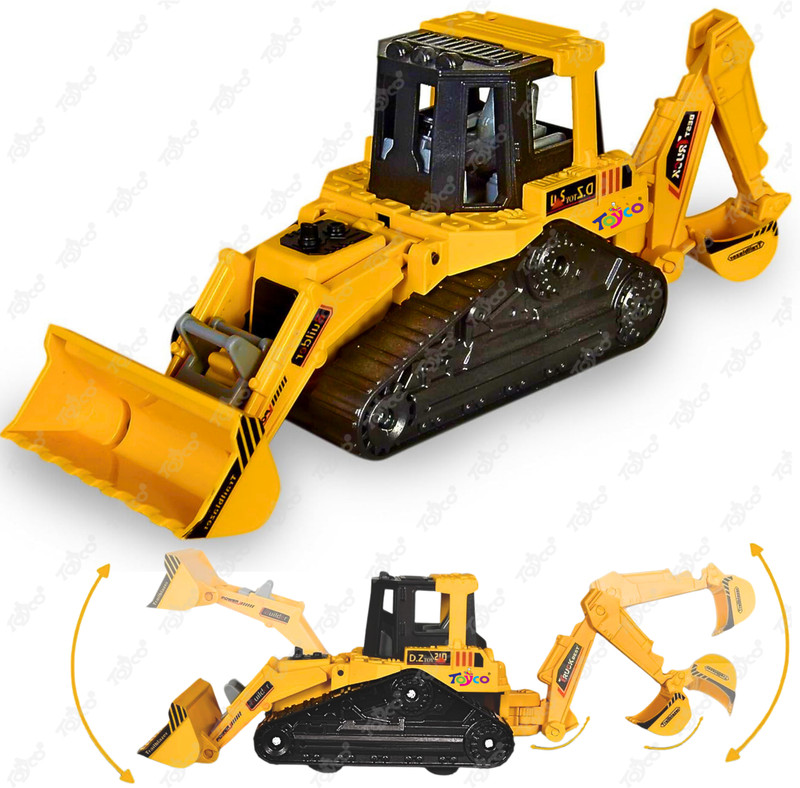 Toyco 2 in 1 Bulldozer and Excavator Construction Kids Toy Vehicle FRICTION POWERED(Multicolor, Pack of: 1)