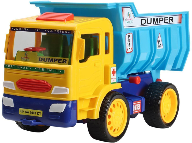 the pampam Jumbo Dumper Truck Toy, Openable Back, Yellow and Blue, for Ages 3+ Years(Yellow)