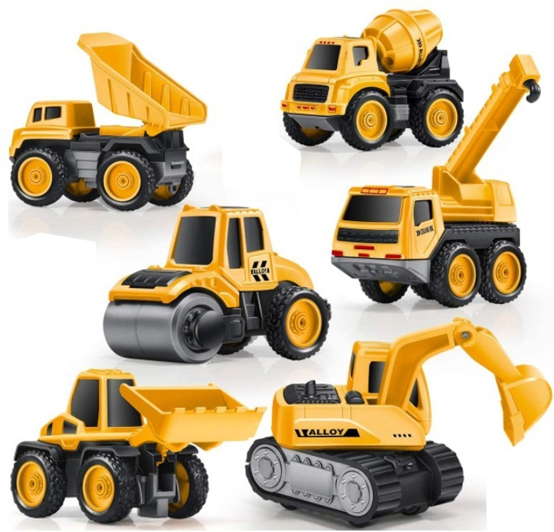 ATRI Construction Trucks Rotate by 180 Degree JCB Toy Loader JCB Toy and Excavator Vehicle Engineering Toy for 3 Years and Above Age Toddlers ,High Speed Friction Excavator toy for boys toy for kids toy for children push and pull along toy toy cars and trucks(Yellow, Pack of: 6)