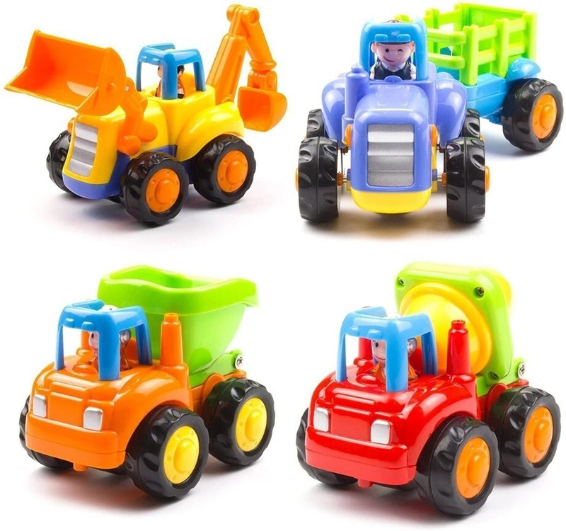 FIVE NINE TOYS 4 in 1 Kids Construction Vehicle Toy Set Bulldozer Dumper Mixer Tractor(Multicolor, Pack of: 4)