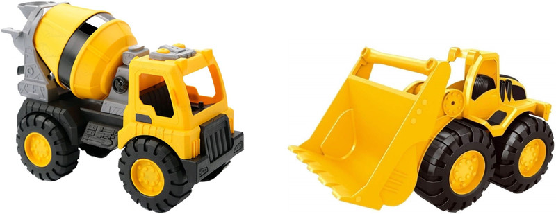Quadrants Cement Mixture N Bulldozer Vehicle Unbreakable Pull Along Back Plastic Truck(Multicolor, Pack of: 2)