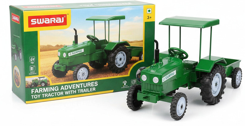 CraftedRoots Farming Adventures Kids Tractor Toy with Trailer (Green)(Green, Pack of: 1)