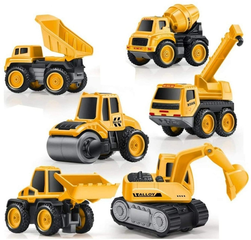 Akvanar 6 PCS Unbreakable Engineering Construction Car Toy(Yellow)