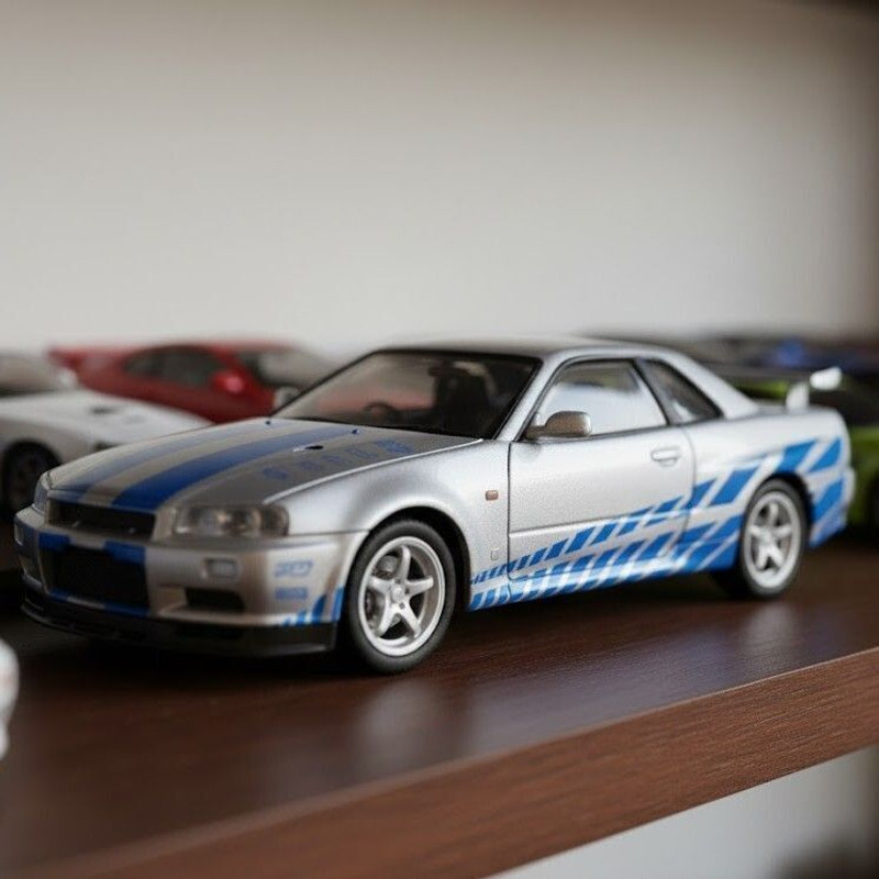 GKNEX 1:32 Nissan Skyline GTR R34 Diecast Model Car With Pull Back, Lights & Sound(Multicolor, Pack of: 1)
