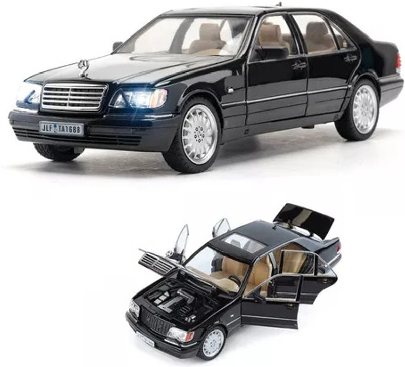 Just craft 1:24 Mercedes-Benz W140 320SEL High Simulation Diecast Car Sound Light Model Car(Black, Pack of: 1)