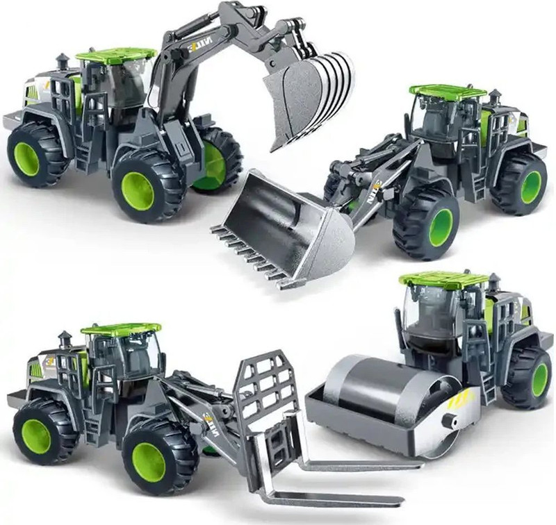 DEUSON ECOM Unbreakable Construction Excavator Pack 4 Vehicles For Kids Trucks Bulldozer Set(Multicolor, Pack of: 4)