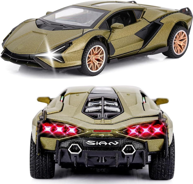 SSE Toy 1:32 Lamborghini Sian Metal Pull Back Diecast car |Openable Door| Lights | Music(Multicolor)