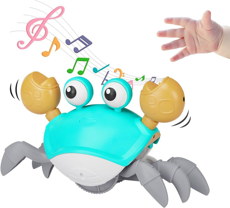 KIDDOVATE Rechargeable Crawling Crab Toy with Light & Music for Babies (6–12 Months)(Blue, Pack of: 1)