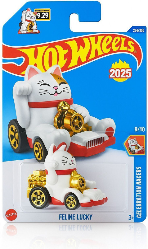 HOT WHEELS C4982 FELINE LUCKY CELEBRATION RACERS N CASE TOY CAR(White, Pack of: 1)