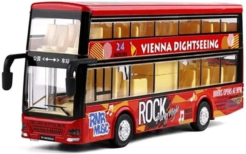 DIKUJI ENTERPRISE Luxury Die cast Metal Body Double Decker Travel Toy Bus with LED Light and Sound for Kids (Multi Colour- Colour May Vary)(Multicolor)
