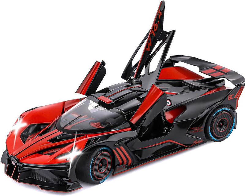 deoxy 1/24 Scale Bugatti Bolide Alloy Toy Sound and Light Pull Back Car(Red, Pack of: 1)