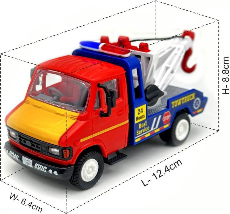 offerhunters TUF 07 Pull Back Tow Truck Toy with Tiltable Boom & Retractable Hook(Red, Pack of: 1)