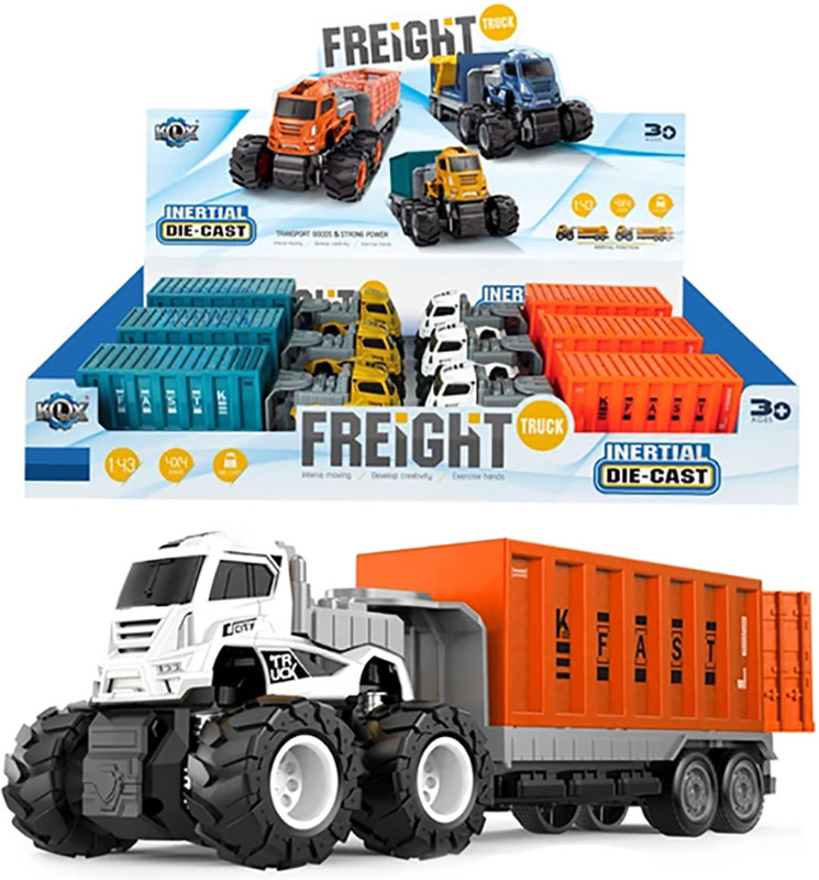 DEUSON ECOM Transport Cargo Truck Toy Logistic Truck Toys For Kids Friction Power(Ornage, Pack of: 1)
