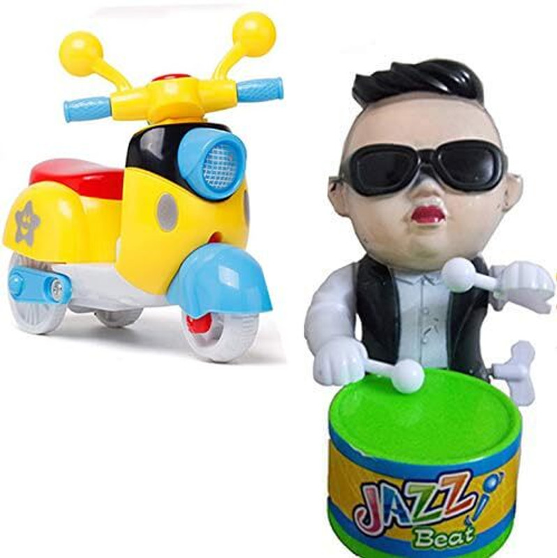 ARSDEWY Best Key-Operated Boy Drummer Toy with Action Scooter Toy for Kids(Multicolor, Pack of: 2)