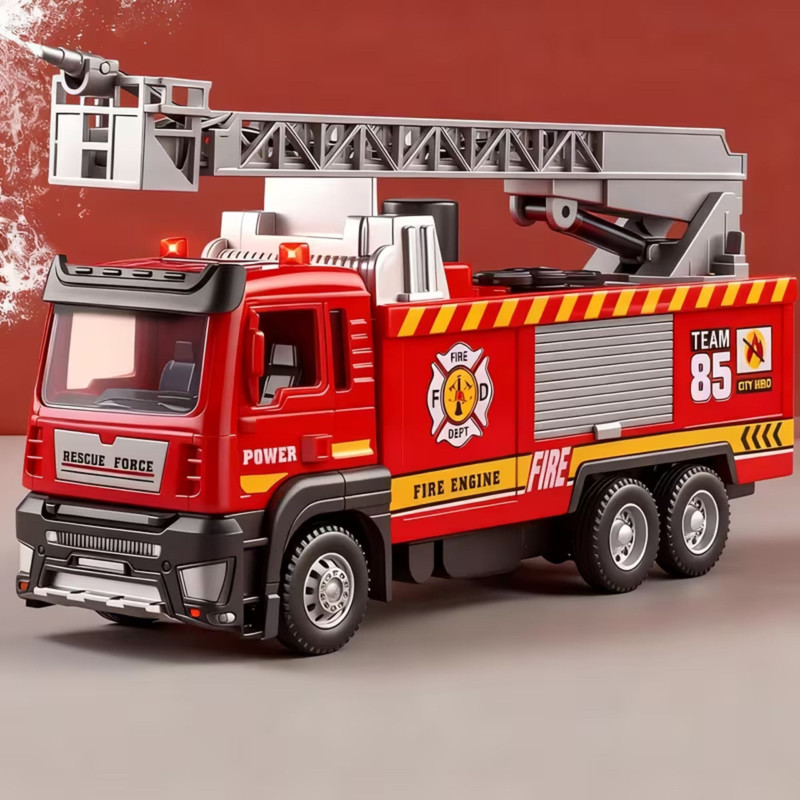 Toybot Die-Cast Fire Truck with Lifting Platform, Flashing Lights, Sirens Fire Truck(Red)