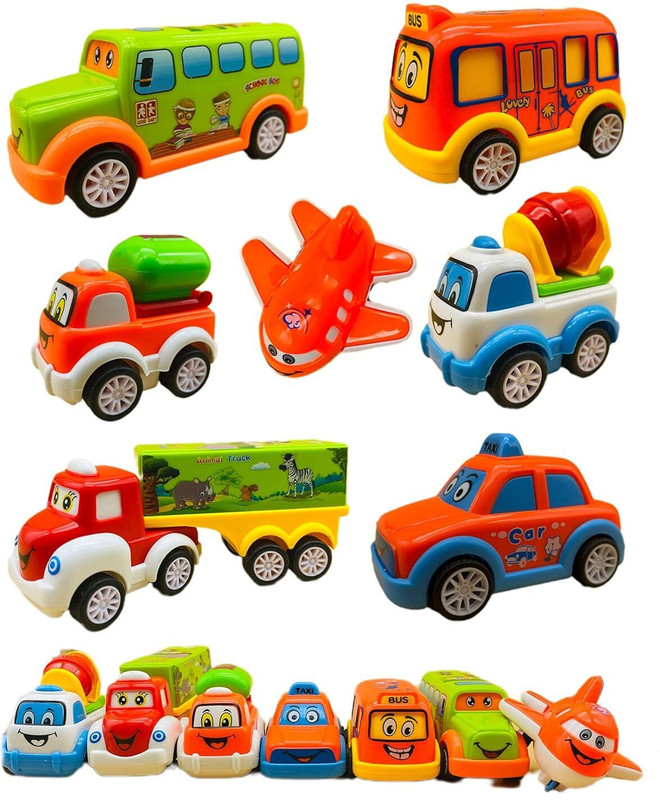 star impex Unbreakable Automobile Car Toy Set, Pull Back Car Truck Toy(Multicolor, Pack of: 7)