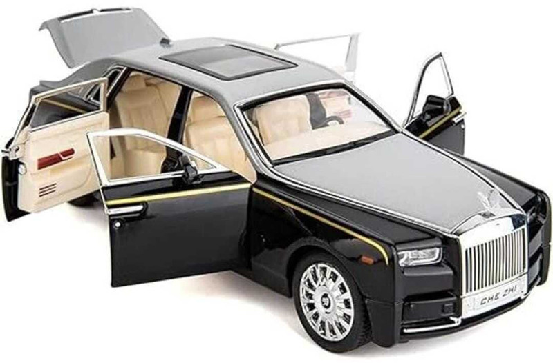 swe ROLLS ROYCE PHANTOM METAL DIE CAR MODEL CAR OPENABLE DOOR WITH LIGHT & MUSIC(Black, Pack of: 1)