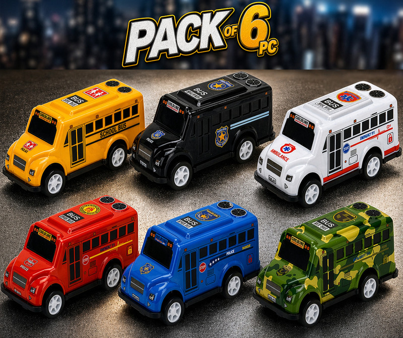 Stellar Little Transporter Die-Cast Bus Set Toy Combo Pack(Bus Combo Set)