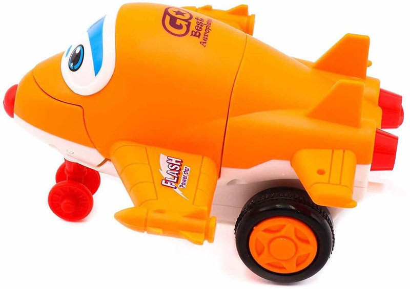 vworld Plane to Robot Orange & Unbreakable Friction Mini Racing Plane to Robot Yellow(Multicolor, Pack of: 1)