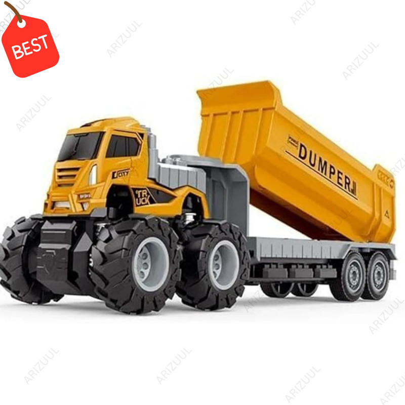 Arizuul Friction Drive Dump Truck Toy for Kids Heavy Duty Mini Construction Truck Model(Yellow, Blue, Pack of: 1)