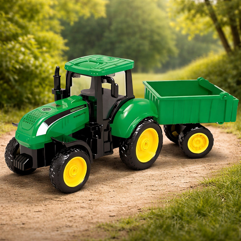 RAHI NEST Kids Agriculture Green Tractor Toy with Trailer Farm Vehicle Toy for Kids(Multicolor, Pack of: 1)