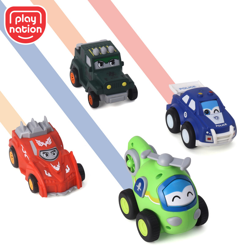 Play Nation Friction Powered Push & Go Vehicle Toys for Boy/Girls|Cute Mini Car Toy for Kids(Multicolor, Pack of: 4)