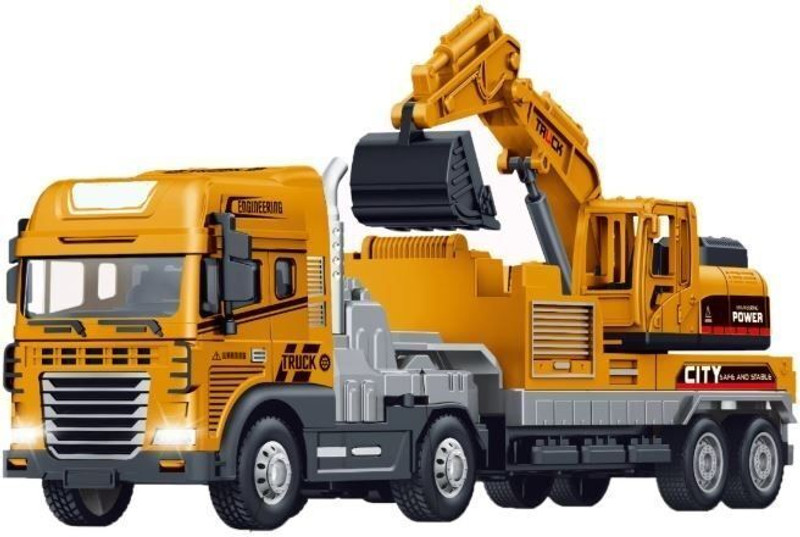 Trixvva Excavator Transport Truck JCB Toy for kid Construction Trailer with light music(Multicolor, Pack of: 1)