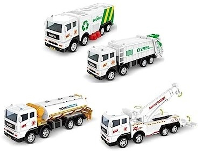 Just craft Garbage Truck Toys for Kids Boys (4pc Garbage Truck)(Multicolor, Pack of: 4)