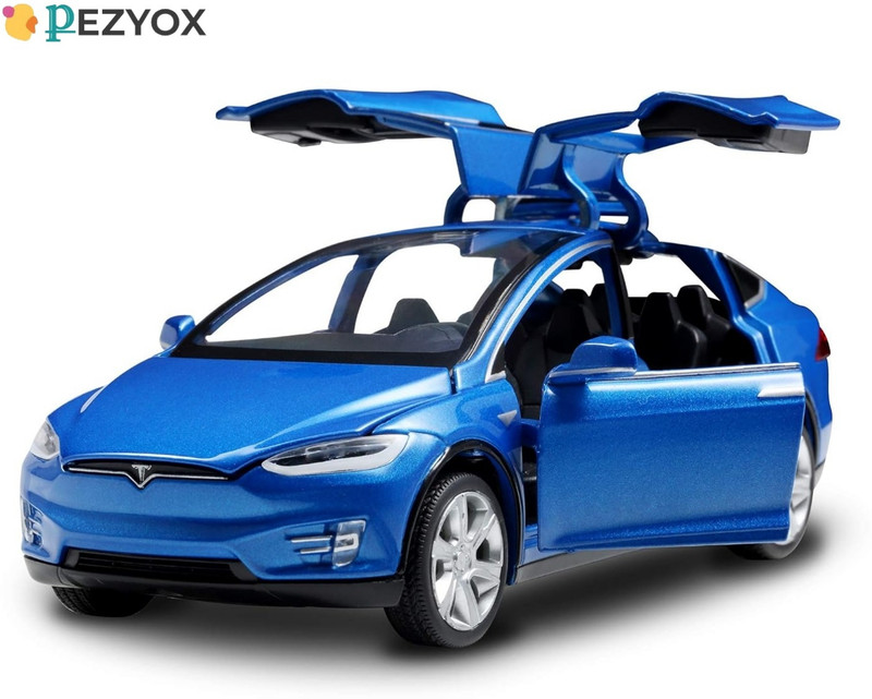 PEZYOX tesla X scale 1:32 Pull Back Vehicles Diecast Car Model Car Toys for kids(Blue)