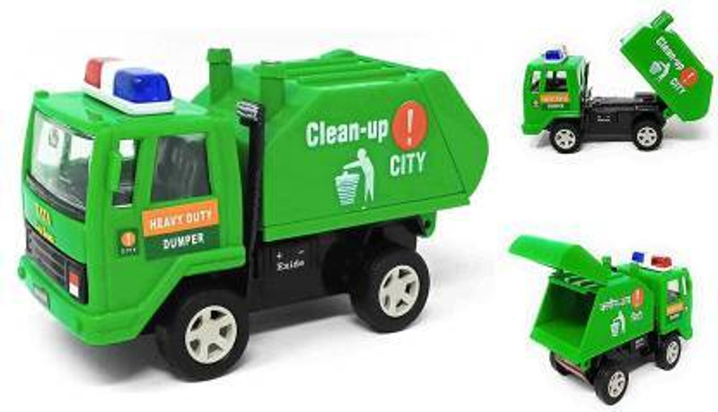 premium toyz Garbage Dumper Truck Clean up City Toy with Pull Back Action, Vehicle for Kids(Orange, Green, Pack of: 1)