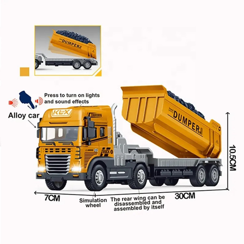 Ragiluxe Metal Diecast Dumper Truck toys with Friction Powered Toy with Light & Sound(Multicolor, Pack of: 1)