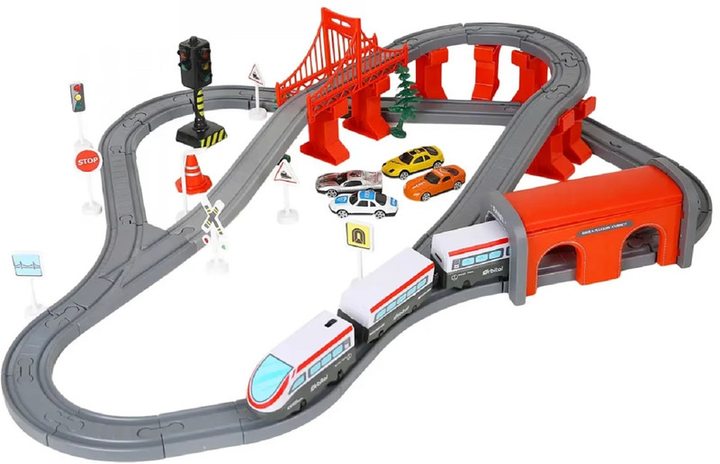 KTRS Fast Speed City Train Set Self-Assemble Battery-Operated Model Train Toy(Multicolor)