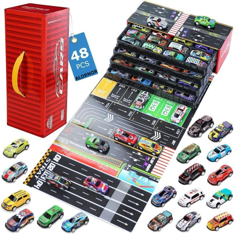 ALORNOR Pull Back Race 48 Cars Toys, Container Storage Box V-556(Multicolor, Pack of: 1)