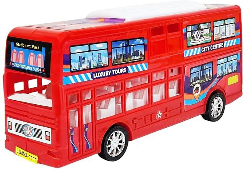 TOYZENZY Double Decker Bus Toy for Kids – Pull Back Vehicle Toy(Red, Pack of: 1)