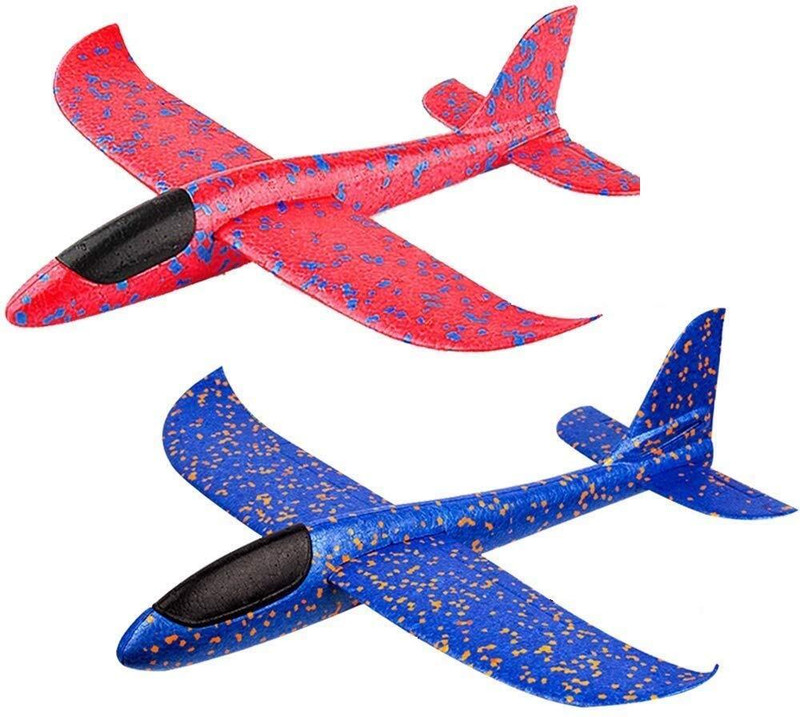IndusBay Foam Glider Plane Toy 17.5 inch Throwing Airplane with Dual Flight Mode Gift kid(Green, Pack of: 1)