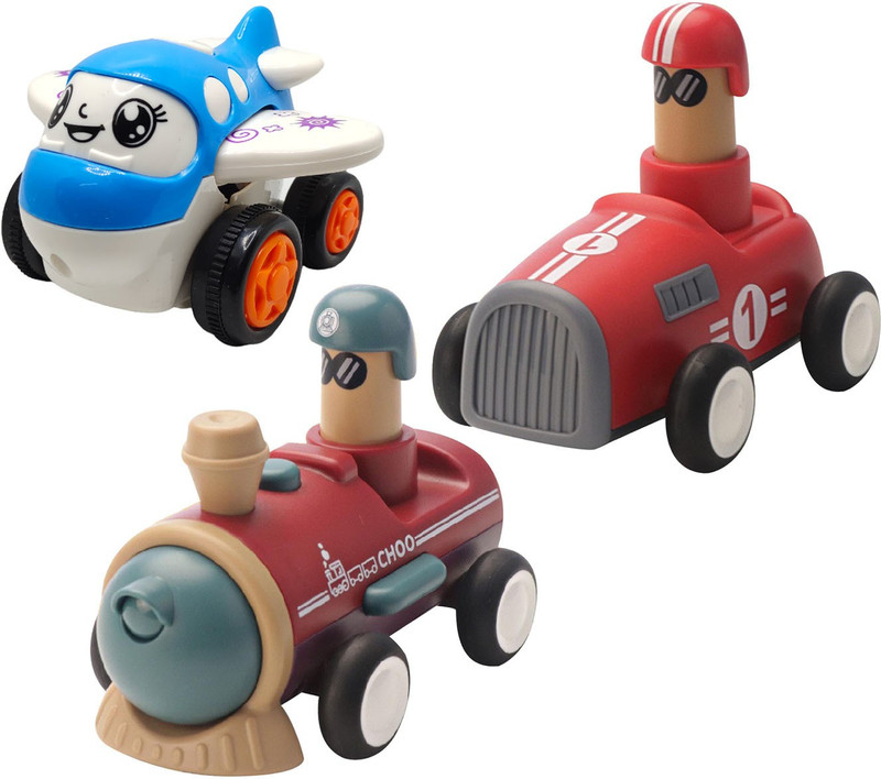 Vaniha Unbreakable Four-Wheel Drive Friction Powered Diecast Toy Set-D196(Multicolor, Pack of: 3)