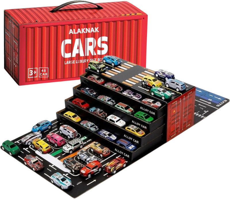 AlakNak Car Toys - Racing 48 pcs Pull Back Car Container Set for Kids A12(Multicolor, Pack of: 1)