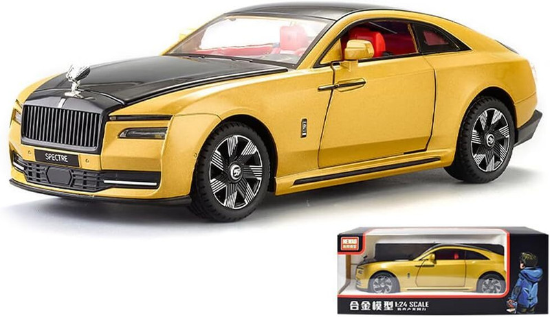 FUNABLO 1:24 Rolls Roice Car Model, Zinc Alloy Die-Cast Toy with Sound Effects & Lights(Golden, Pack of: 1)