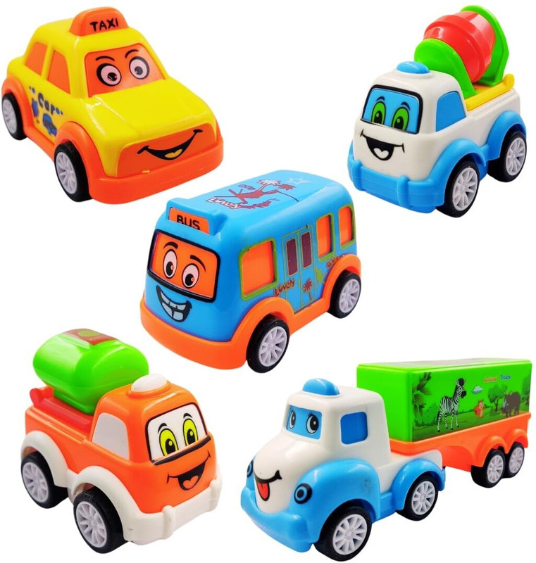Nafhotoz Mini Cartoon Vehicle Toy Combo | Kids Play Vehicles(Multicolor)
