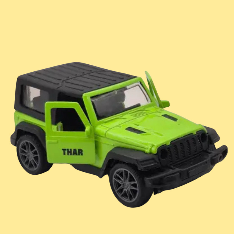 Zenvy Thar 1:36 Toy Car for Kids Jeep Model with Openable Doors, Pull Back Action(Green, Pack of: 1)
