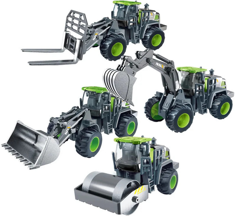 ATRI 4-in-1Construction Vehicle Toy Set for Kids(Loader, Forklift, Excavator, Roller)(Multicolor)