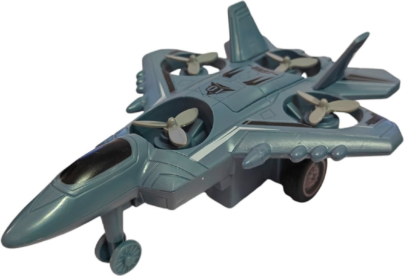 IndusBay 6.5 Inch Mini Army Fighter Jet Toy Push and Go Fighter plane(Blue, Pack of: 1)