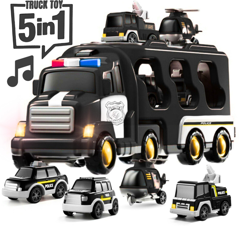 KIDS FIRST STEP 5-in-1 Friction Powered Fire Vehicle Playset | Music & Lights | Gift for Age 3+(Red, Pack of: 5)