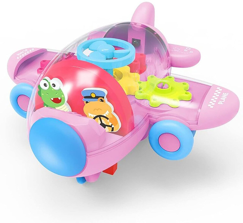 vworld Plastic Push and Go Gear Airplane Toy with Lights(Multicolor, Pack of: 1)